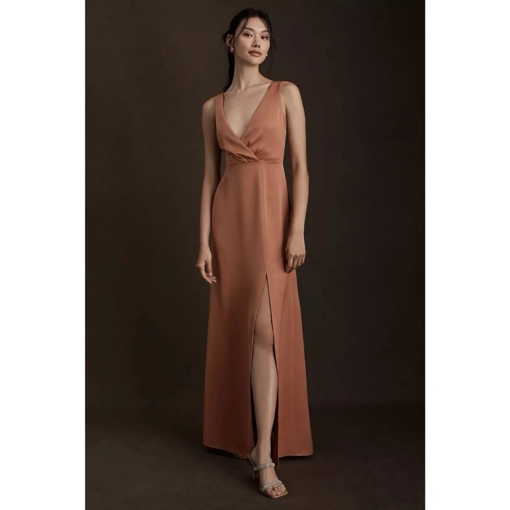 BHLDN Piper Dress 4 Sedona Rust Satin Bridesmaid Formal Evening Maxi Hoco NEW